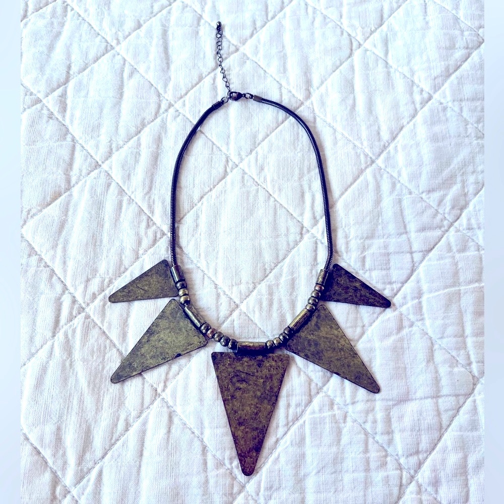 Brass Triangle Statement Necklace